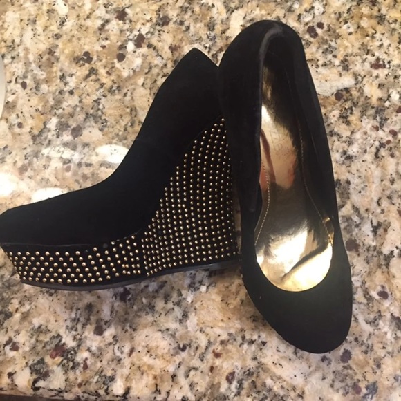 Shoe Dazzle Shoes - Shoe dazzle black studded wedges